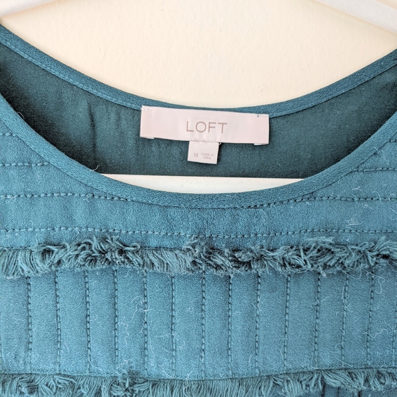 Loft dark green quilted fringed tank - Picture 2 of 6